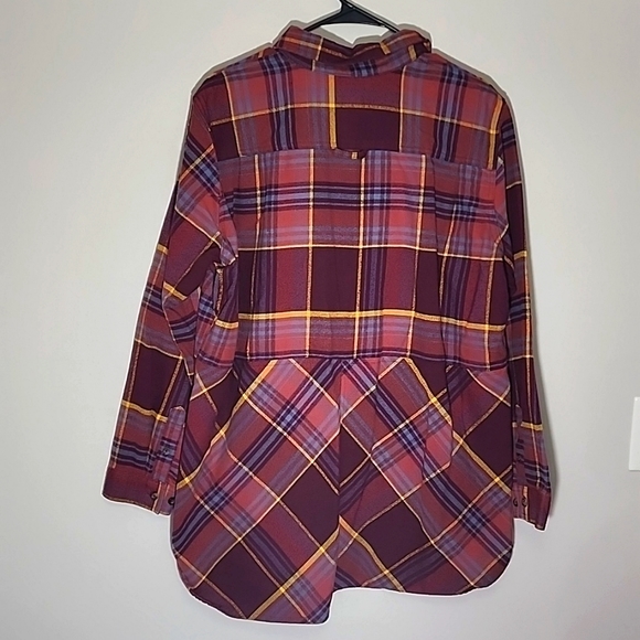 Duluth Trading Folklore Flannel Button Up Shirt Womens XXL Purple Free Swing - Picture 2 of 6